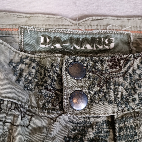 VTG DA-NANG Green Embroidered Japanese Nature Forest Boho Y2K Cargo 30x28 Pants - Picture 4 of 13